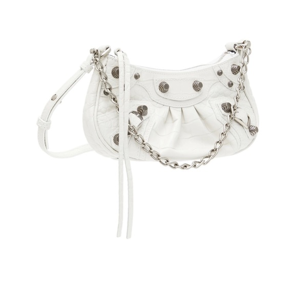 Balenciaga white LE CAGOLE MINI BAG WITH CHAIN CROCODILE EMBOSSED - Picture 6 of 7